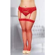 Чулки-Сетка Soft Line на кружевной резинке красные, XXL. Нет в наличии Чулки-Сетка Soft Line на кружевной резинке красные, XXL