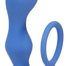 Анальная пробка с эрекционным кольцом Lola Games Double Pleasure Anal Plug, синяя