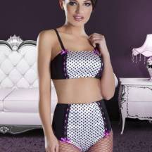 Топ и Высокие Трусики CHANNEL SET белый-черный - L/XL