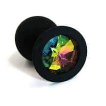 Анальная пробка из силикона с разноцветным кристаллом Kanikule, черная