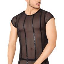 Костюм-сетка с полосками мужской SoftLine Collection (майка, шорты), чёрный, M/L