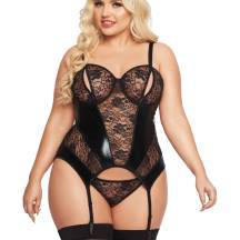 Корсет с пажами и стринги SoftLine Collection Jessica, чёрный, XXL