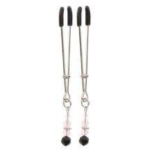 Зажимы для сосков с бусинами Taboom Nipple Play Tweezers With Beads, серебристый