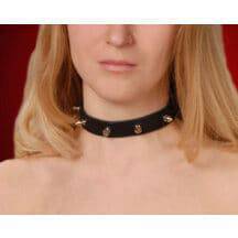 Ошейник с шипами узкий черный