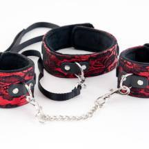 Кружевной Набор Marcus красный: Ошейник и Наручники