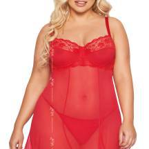 Ночная сорочка и стринги SoftLine Collection Carla XXXL, красные