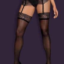 Чулки Obsessive Chiccanta stockings, Чёрный, L/XL