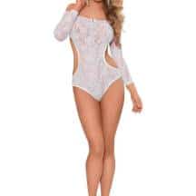 Боди с открытыми плечами и рукавами SoftLine Collection Rosa, белый, M/L