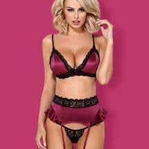 Комплект фиолетовый с подвязками Obsessive, S/M