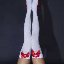 Чулки медсестры с бантиками Le Frivole Sense, белые, S/M