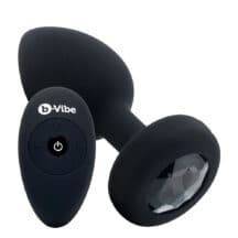 Вибропробка b-Vibe Jewel XXL с пультом ДУ, черная с черным кристаллом