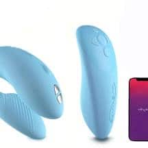 Сенсорный вибромассажер для пар We-Vibe Chorus с пультом ДУ, голубой