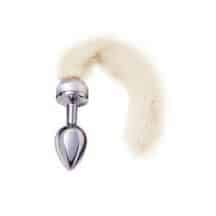 Анальная пробка ToyFa Metal с белым хвостом, серебристый. Нет в наличии Анальная пробка ToyFa Metal с белым хвостом, серебристый