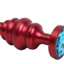 Анальная пробка ребристая 4sexdream 7.3 см, красная с голубым кристаллом. Нет в наличии Анальная пробка ребристая 4sexdream 7.3 см, красная с голубым кристаллом