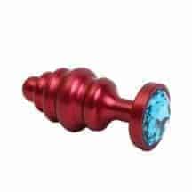 Анальная пробка ребристая 4sexdream 7.3 см, красная с голубым кристаллом. Нет в наличии Анальная пробка ребристая 4sexdream 7.3 см, красная с голубым кристаллом