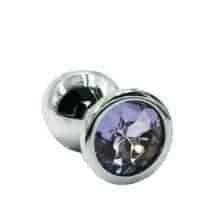 Анальная пробка Kanikule Medium, серебристая с сиреневым кристаллом. Нет в наличии Анальная пробка Kanikule Medium, серебристая с сиреневым кристаллом