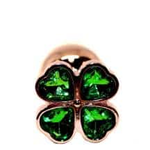 Анальная пробка 4sexdream, золотистая с зеленым кристаллом цветком