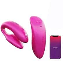 Сенсорный вибромассажер для пар We-Vibe Chorus с пультом ДУ, розовый. Нет в наличии Сенсорный вибромассажер для пар We-Vibe Chorus с пультом ДУ, розовый