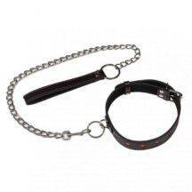 Ошейник из эко-кожи с сердцами Джага-Джага, черный. Нет в наличии Ошейник из эко-кожи с сердцами Джага-Джага, черный