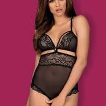 Боди Obsessive 838-TED-1 teddy, Чёрный, S/M