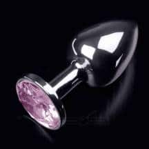 Маленькая анальная пробка с розовым кристаллом Пикантные Штучки, серебристый