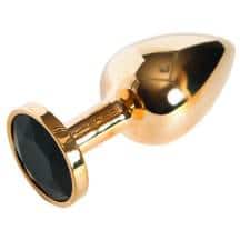 Анальная пробка ToyFa Metall L с черной вставкой, золотая. Нет в наличии Анальная пробка ToyFa Metall L с черной вставкой, золотая