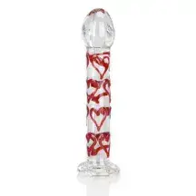 Стеклянный фаллоимитатор с сердцами Erotic Fantasy Hearts Dream, прозрачный