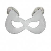 Маска-кошка с мехом БДСМ Арсенал из натуральной кожи, белый