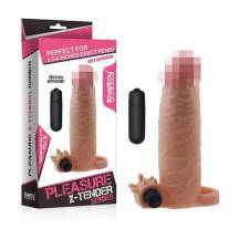 Насадка LoveToy Pleasure X-Tender с вибрацией, телесная 17,8 см