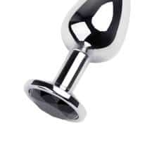 Анальная пробка Toyfa Metal с кристалом цвета турмалин, 9,2 см, серебристый