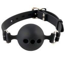 Силиконовый кляп с отверстиями для дыхания Pipedream Breathable Ball Gag, черный Силиконовый кляп с отверстиями для дыхания Pipedream Breathable Ball Gag, черный