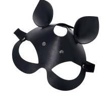 Маска с ушками кошки Pecado BDSM, натуральная кожа, черный