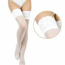 Чулки на силиконовой резинке, L, белые