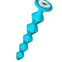 Анальная цепочка с кристаллом Lola Games Emotions Buddy, бирюзовая с бесцветным кристаллом