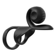 Виброкольцо с подхватом мошонки SVibe Snail Jovi с пультом ДУ, черное