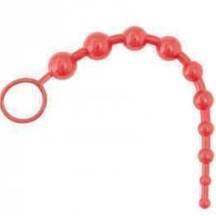 Анальные цепочка ToyFa Black and Red Chain with Balls, красный