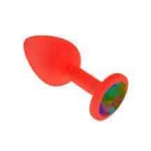 Анальная втулка Джага-Джага силиконовая, красная с разноцветным кристаллом. Нет в наличии Анальная втулка Джага-Джага силиконовая, красная с разноцветным кристаллом