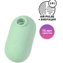 Вакуумный стимулятор клитора с вибрацией Satisfyer Pro To Go 2, зелёный