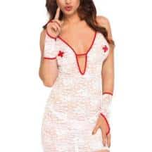 Костюм мед.сестры SoftLine Collection Assistant (платье, перчатки, стринги и головной убор), белый, M/L