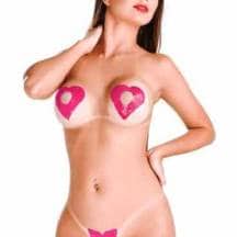 Съедобные наклейки для тела HotFlowers Клубника с шампанским, розовые