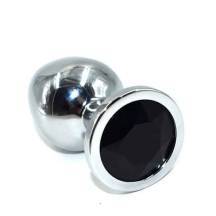 Анальная пробка Kanikule Medium 8.5 см, серебристая с черным кристаллом