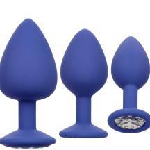 Набор анальных пробок CalExotics Cheeky Gems, синие с бесцветными кристаллами. Нет в наличии Набор анальных пробок CalExotics Cheeky Gems, синие с бесцветными кристаллами