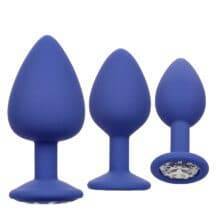 Набор анальных пробок CalExotics Cheeky Gems, синие с бесцветными кристаллами. Нет в наличии Набор анальных пробок CalExotics Cheeky Gems, синие с бесцветными кристаллами
