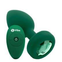 Вибропробка b-Vibe Jewel M/L с пультом ДУ, зеленая с зеленым кристаллом Вибропробка b-Vibe Jewel M/L с пультом ДУ, зеленая с зеленым кристаллом