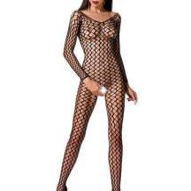 Боди-комбинезон, средняя сетка, длинный рукав, чёрный, размер OS, Passion