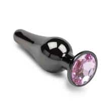 Анальная пробка Пикантные Штучки с розовым кристаллом, черная