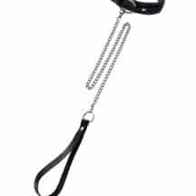 Ошейник двухслойный с белой строчкой Pecado BDSM, натуральная кожа, черный