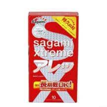 Презервативы ультрапрочные Sagami Xtreme Feel Long с точками, зеленые, 10шт