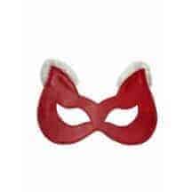 Маска-кошка с мехом БДСМ Арсенал из натуральной кожи, красный
