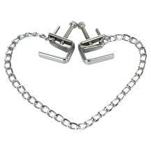 Зажимы-тиски для сосков с цепочкой Toyfa Theatre, серебристые